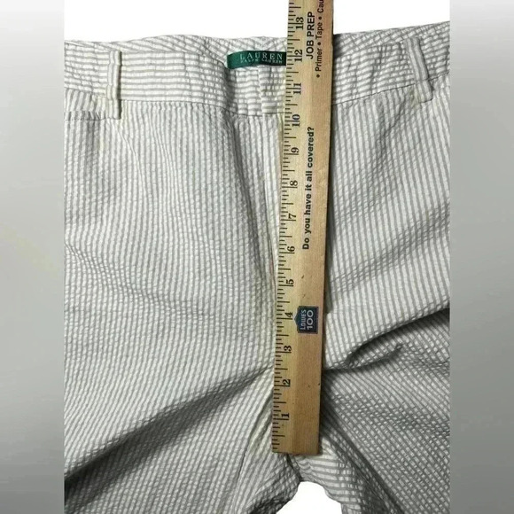 Lauren Ralph Lauren Cotton Seersucker Cream White Striped Pants size 16 - Picture 6 of 9